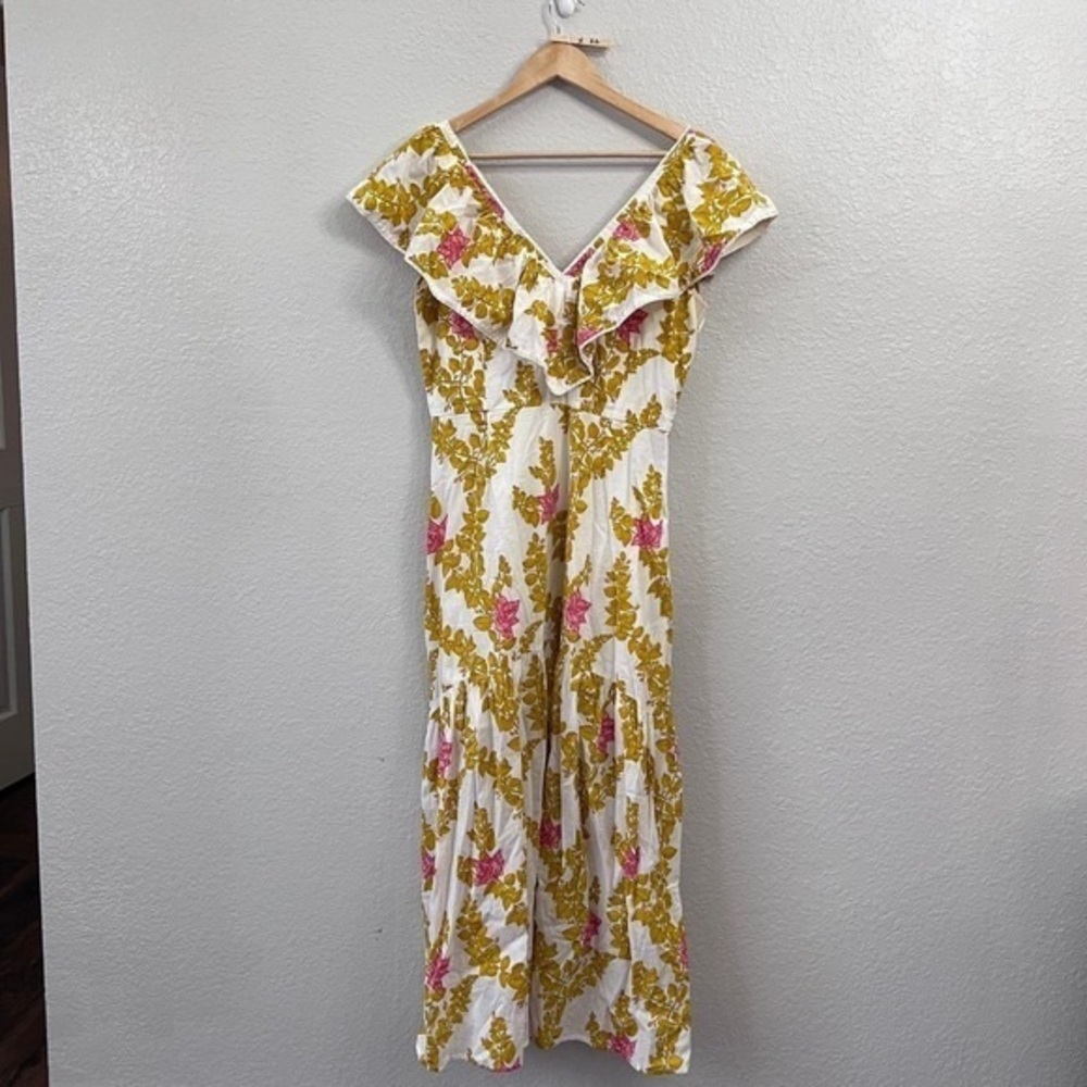 TUCKERNUCK 'BEYOND BY VERA' ELLA FLORAL MAXI DRESS BOUGAINVILLEA YELLOW Size M